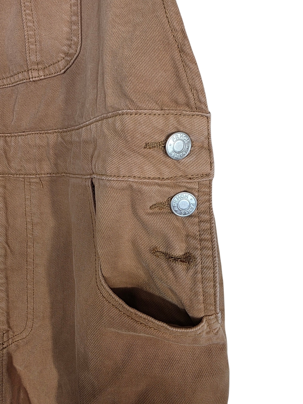 FRNCH Paris Denim Caramel Tan Cotton Overall Jumpsuit with Adjustable Straps - Picture 4 of 12